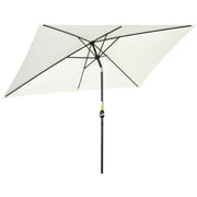 Outsunny Sombrilla de Aluminio 200x300x253 cm Parasol Rectangular de Jardín Inclinable con Manivela y Poste Desmontable Anti-UV para Terraza Piscina Patio Exterior Crema