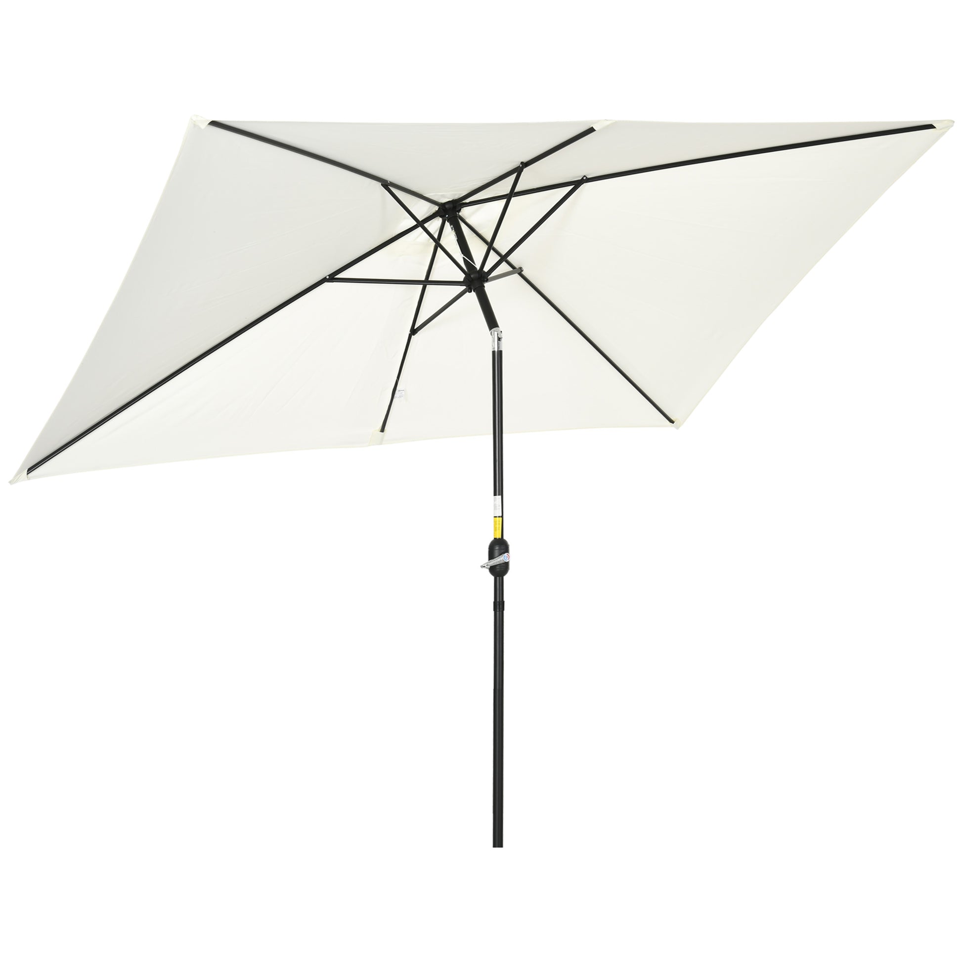 Outsunny Sombrilla de Aluminio 200x300x253 cm Parasol Rectangular de Jardín Inclinable con Manivela y Poste Desmontable Anti-UV para Terraza Piscina Patio Exterior Crema