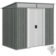 Outsunny Caseta de Jardín Exterior 2 m² 195x122x181,5 cm Cobertizo de Jardín Exterior Metálica con Base SIN SUELO 2 Puertas Correderas Ventanas y Ganchos para Herramientas Gris Claro