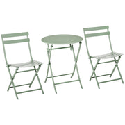 Outsunny Conjunto de Muebles de Jardín Plegable Juego de 1 Mesa Redondo y 2 Sillas de Terraza con Marco de Acero y Respaldo para Balcón Patio Verde Oscuro
