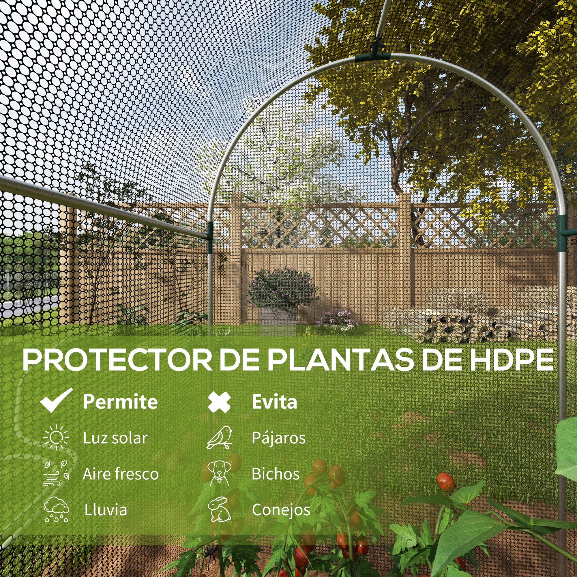 Outsunny Jaula de Cultivo Jaula de Protección con 1 Puerta con Cremallera Soportes y Anti-UV para Proteger las Plantas en Patio Jardín Terraza 120x240x188 cm Negro