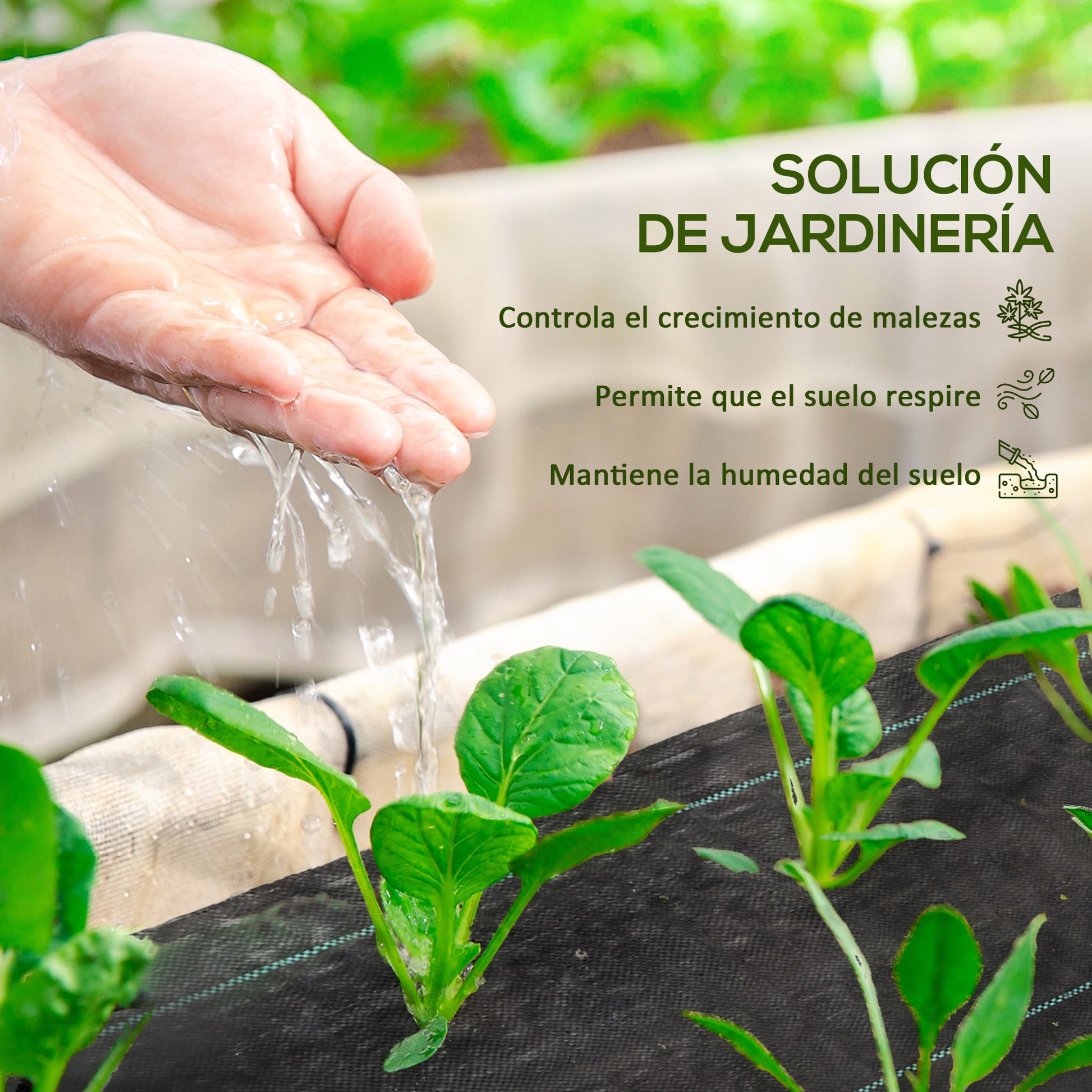 Outsunny Malla Antihierbas Malla Antimaleza 2x50 m Malla Geotextil 130 g/m² para Control de Malezas y Malas Hierbas de Jardín Rollo de Malla Antimaleza Negro