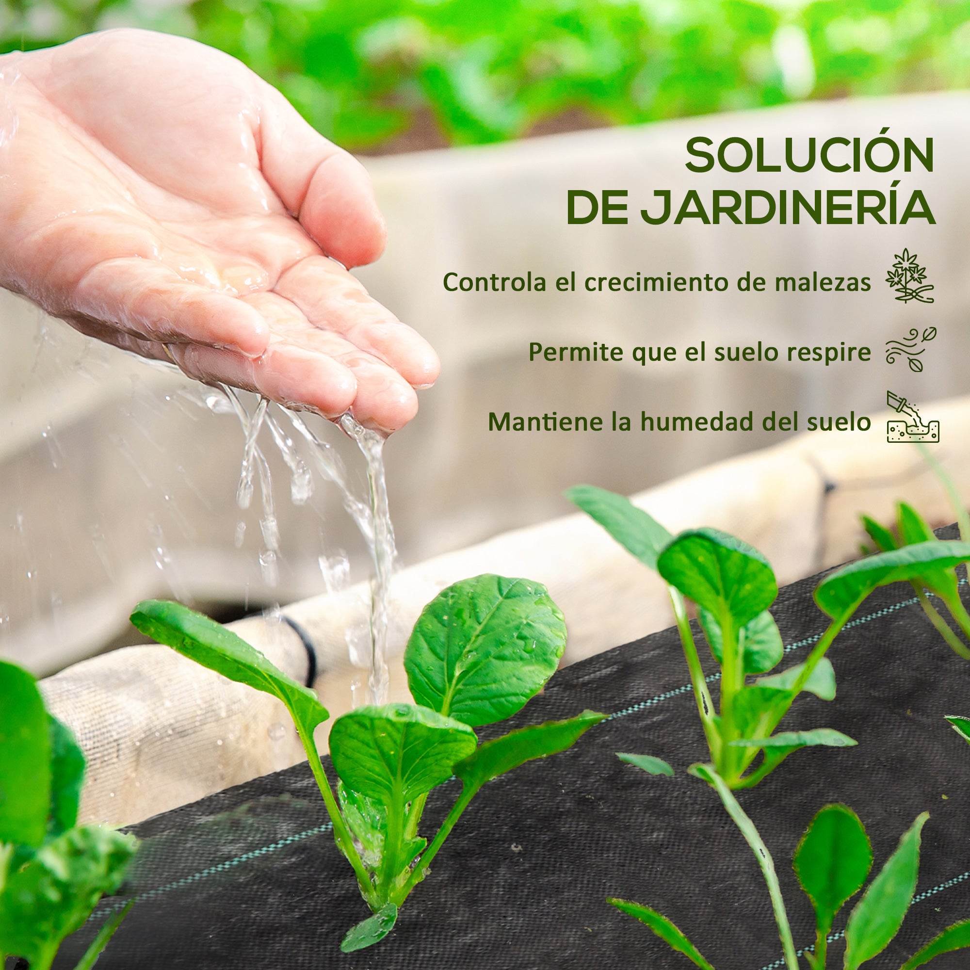 Outsunny Malla Antihierbas Malla Antimaleza 2x50 m Malla Geotextil 130 g/m² para Control de Malezas y Malas Hierbas de Jardín Rollo de Malla Antimaleza Negro