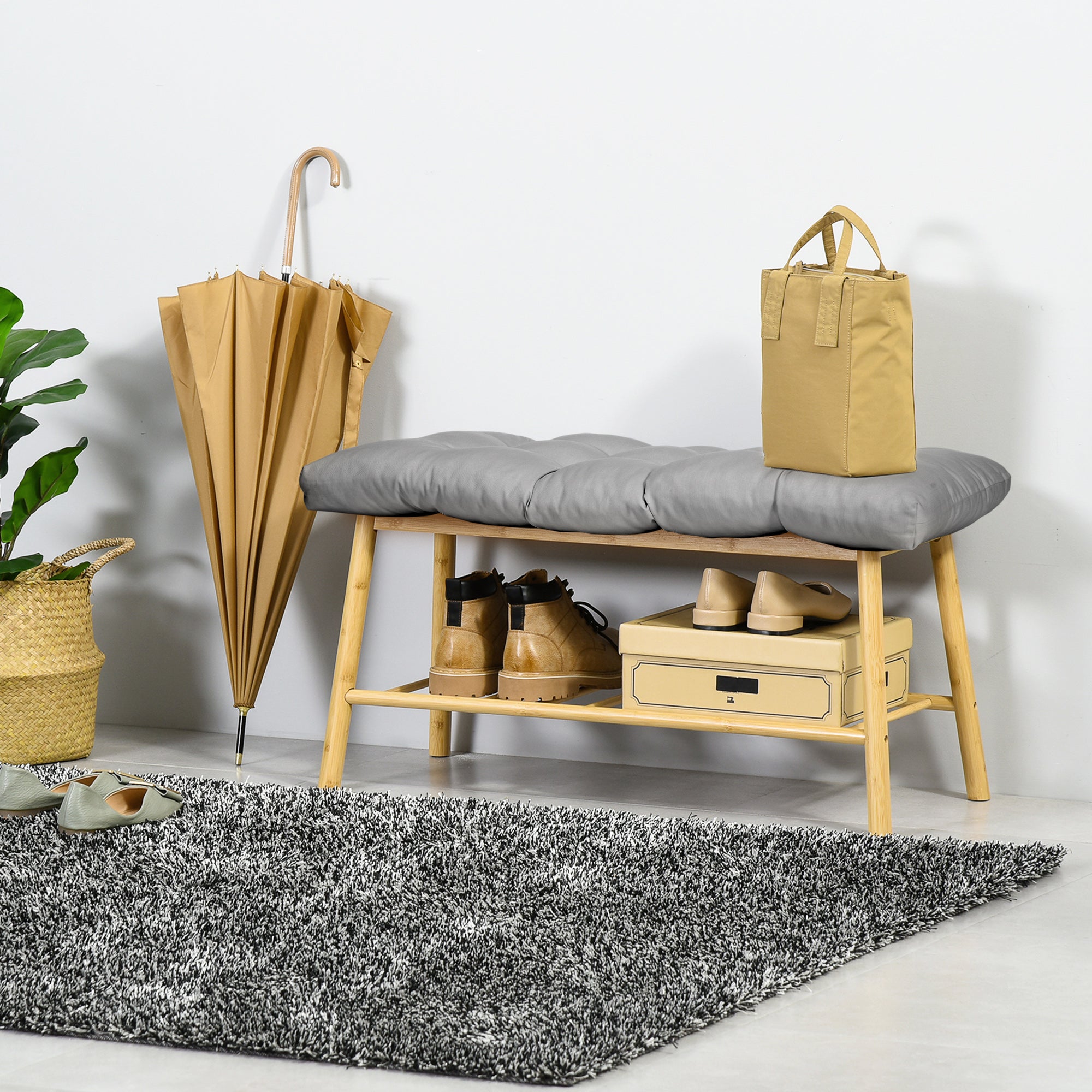 Outsunny Cojín para Banco de 2 Plazas 110x48x8 cm Cojín Rectangular para Interiores y Exteriores Lavable con 8 Puntadas y Asiento Cómodo para Sillas Sofás Gris
