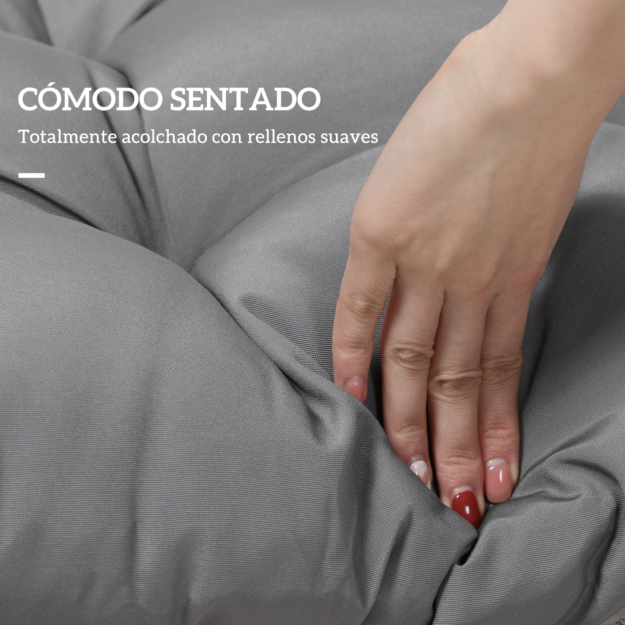 Outsunny Cojín para Banco de 2 Plazas 110x48x8 cm Cojín Rectangular para Interiores y Exteriores Lavable con 8 Puntadas y Asiento Cómodo para Sillas Sofás Gris