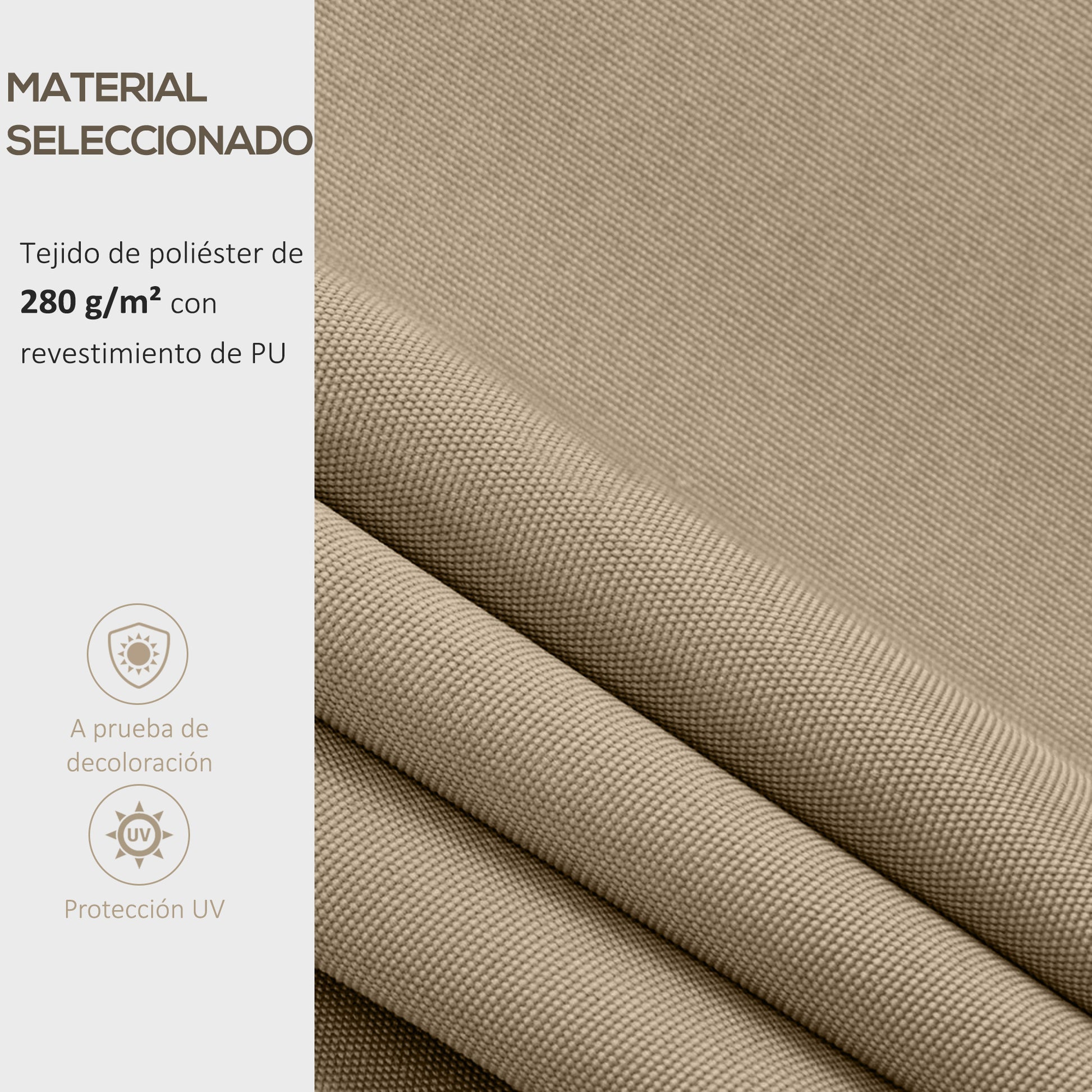 Outsunny Techo de Repuesto para Toldo, 382x240 cm, Lona para Toldo con Dobladillo, Protección UV, Impermeable, Tela de Repuesto para Patio, Terraza, Jardín, Balcón, Beige