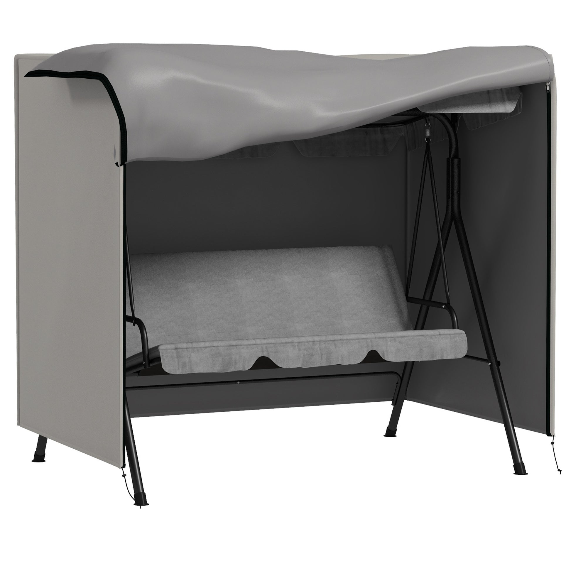 Outsunny Funda Balancín Jardín Funda Columpio Jardín Exterior Cubierta de Columpio de Tela Oxford 600D con 2 Cremalleras Impermeable 177x114x152 cm Gris