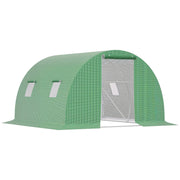 Outsunny Invernadero de Túnel 3x3x2 m, Invernadero de Jardín con Puerta Enrollable, 4 Ventanas de Malla, Cubierta PE 140g/m², Estructura de Acero Galvanizado, para Cultivos, Plantas, Flores, Verde