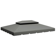 Outsunny Techo de Repuesto para Cenador 4x3 m Cubierta de Repuesto con Techo Doble con 8 Orificios de Drenaje Toldo de Recambio para Pabellón Gazebo Gris Claro