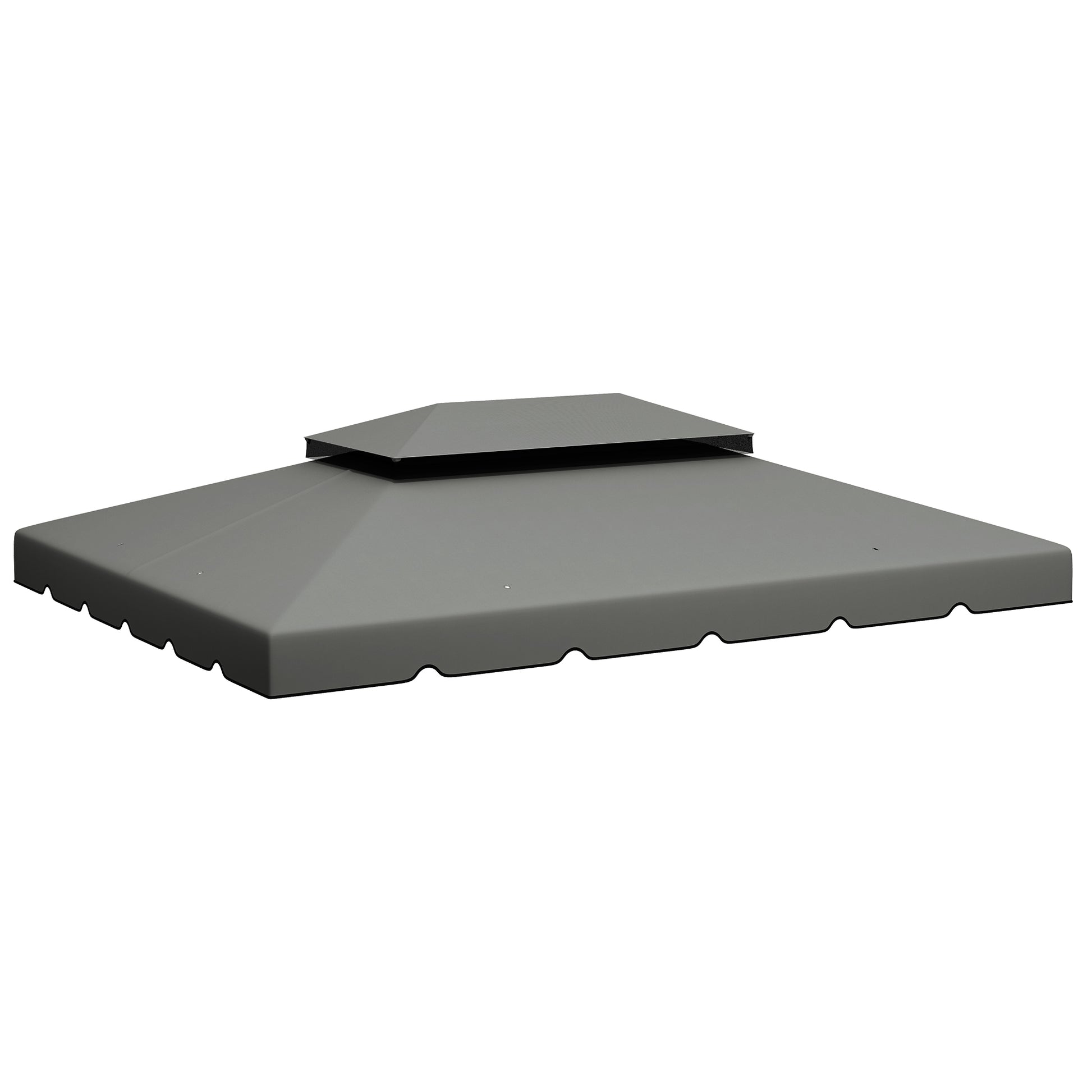 Outsunny Techo de Repuesto para Cenador 4x3 m Cubierta de Repuesto con Techo Doble con 8 Orificios de Drenaje Toldo de Recambio para Pabellón Gazebo Gris Claro