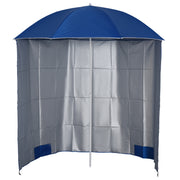 Outsunny Sombrilla de Playa con Panel Lateral Ø220x220 cm Parasol para Terraza con Apertura Manual 8 Varillas de Acero y Bolsa de Transporte para Jardín Piscina Azul