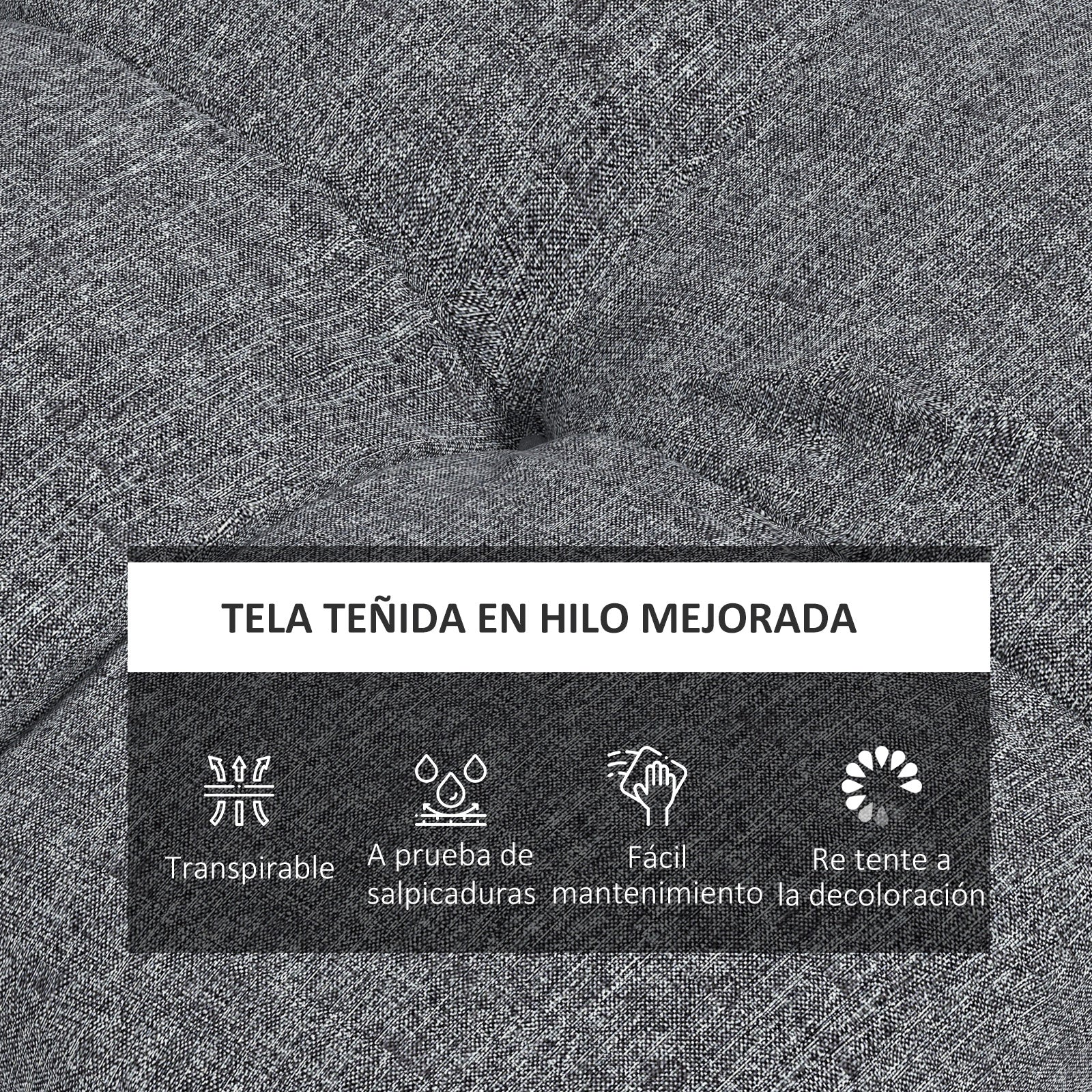 Outsunny Conjunto de Cojines para Sillas de Comedor 48x48x10 cm Juego de 4 Piezas Cojines para Sillas de Jardín Impermeable y Anti-UV con 2 Cordones de Fijación Gris