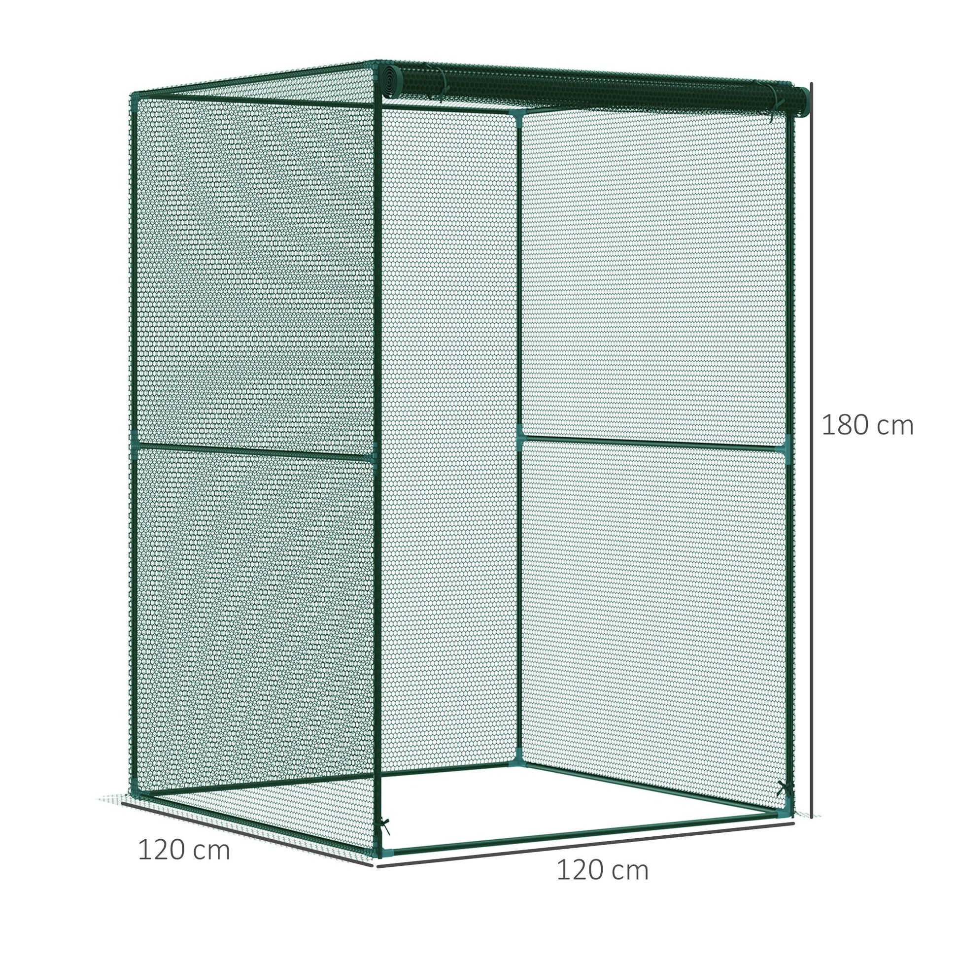 Outsunny Jaula de Cultivo Jaula para Plantas e Insectos con Puerta Enrollable y Marco de Acero para Jardín Terraza Patio 120x120x180 cm Verde