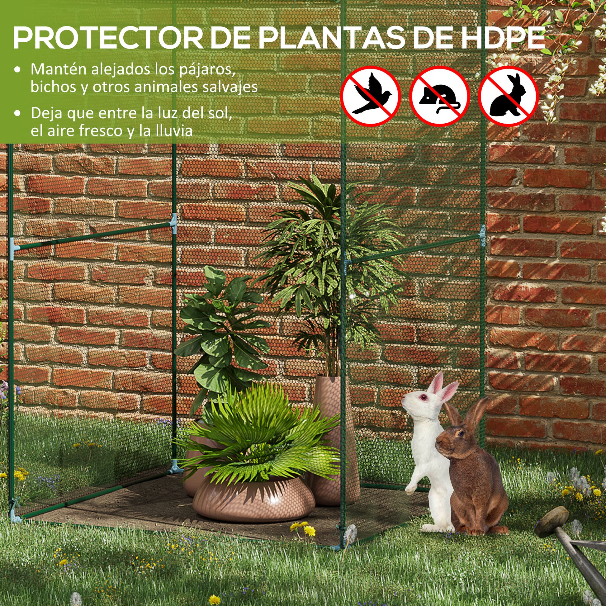 Outsunny Jaula de Cultivo Jaula para Plantas e Insectos con Puerta Enrollable y Marco de Acero para Jardín Terraza Patio 120x120x180 cm Verde