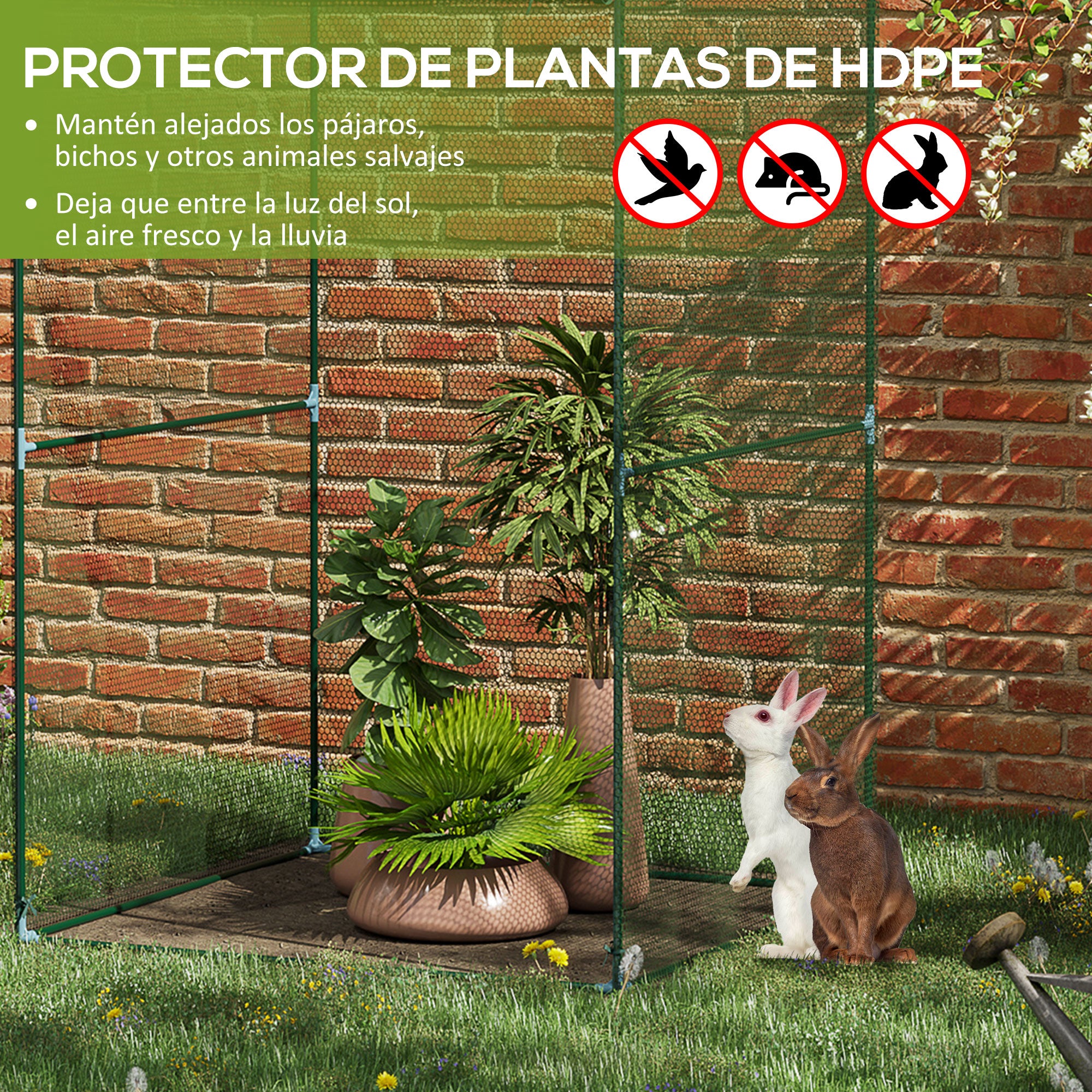Outsunny Jaula de Cultivo Jaula para Plantas e Insectos con Puerta Enrollable y Marco de Acero para Jardín Terraza Patio 120x120x180 cm Verde
