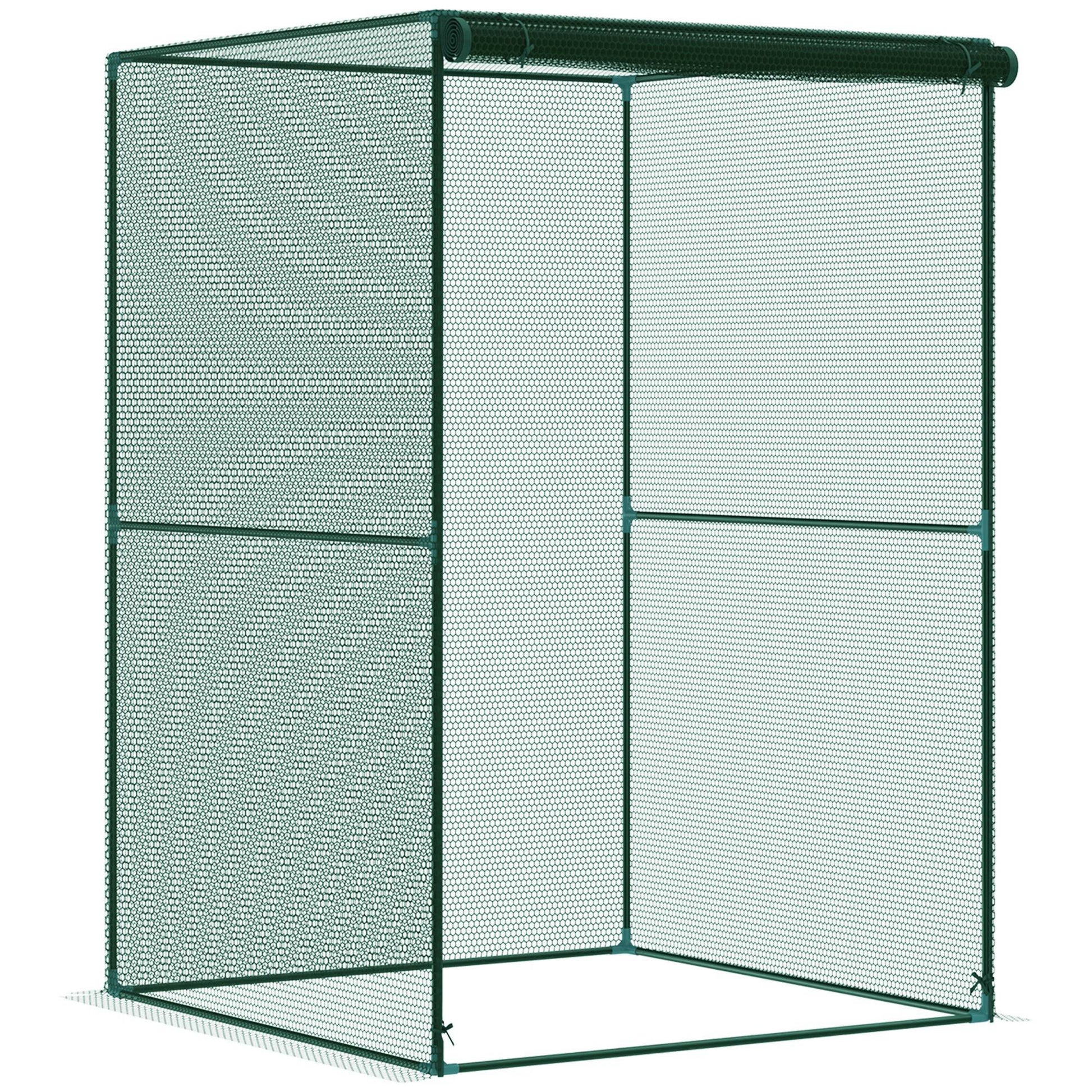 Outsunny Jaula de Cultivo Jaula para Plantas e Insectos con Puerta Enrollable y Marco de Acero para Jardín Terraza Patio 120x120x180 cm Verde