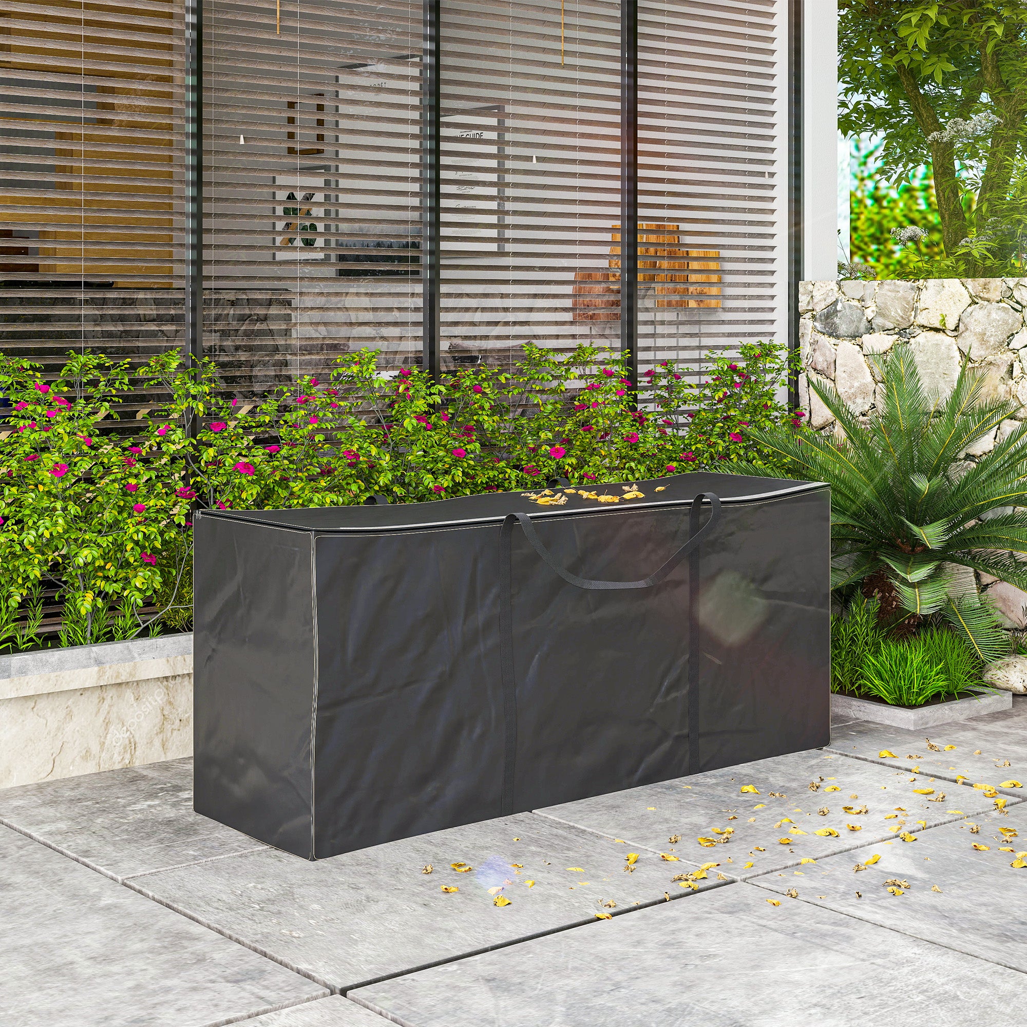 Outsunny Bolsa de Almacenamiento para Cojines de Jardín Impermeable, Bolsa de Almacenamiento para Árbol de Navidad, Oxford 600D Resistente con Asas, Funda de Cojines para Exterior, 175x55x75 cm, Negro
