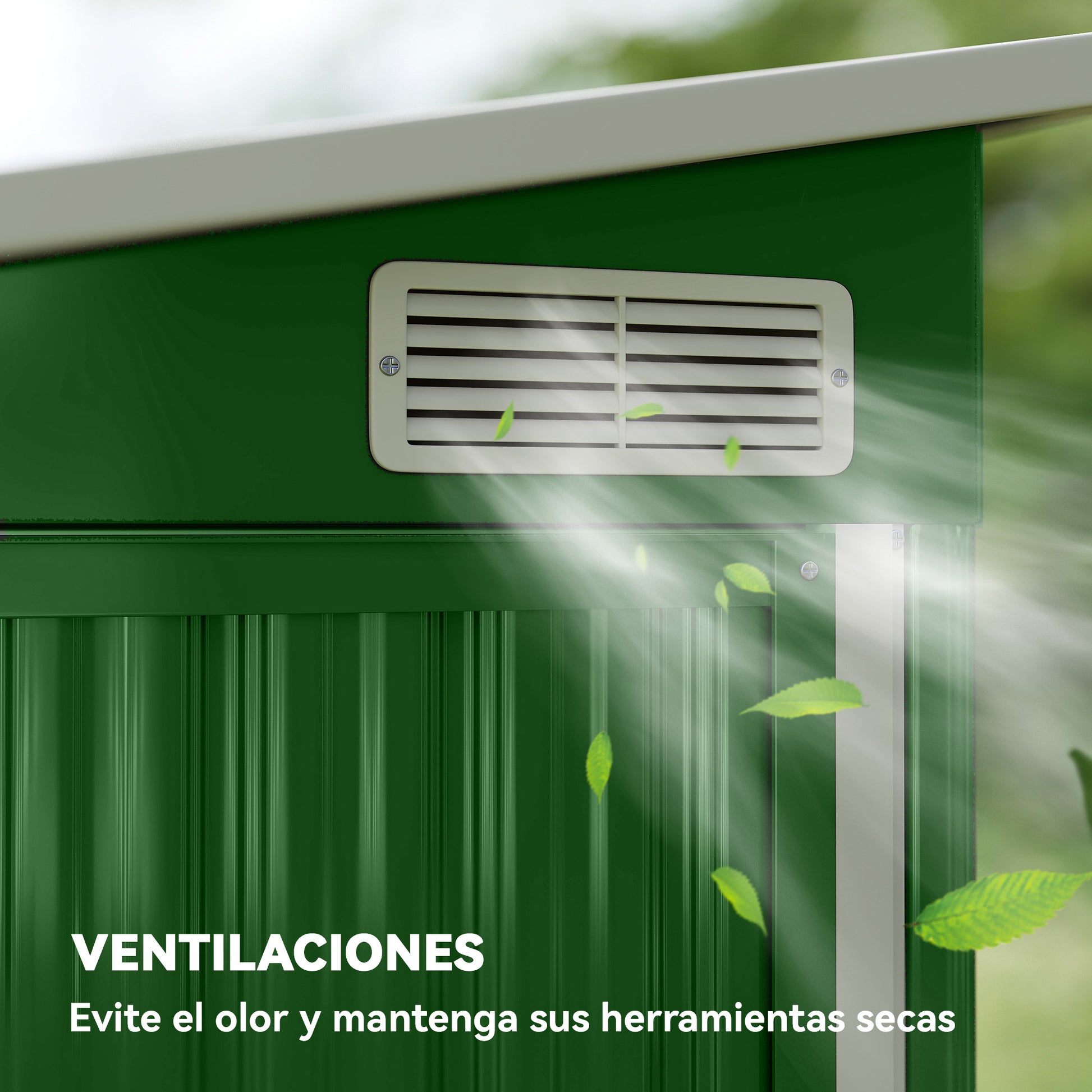 Outsunny Caseta de Jardín Exterior 2,7 m², 234x132x185 cm, Cobertizo de Jardín Exterior Metálico con Triple Puerta, Cerradura, Techo Inclinado y Ventilación para Almacenamiento de Herramientas, Verde