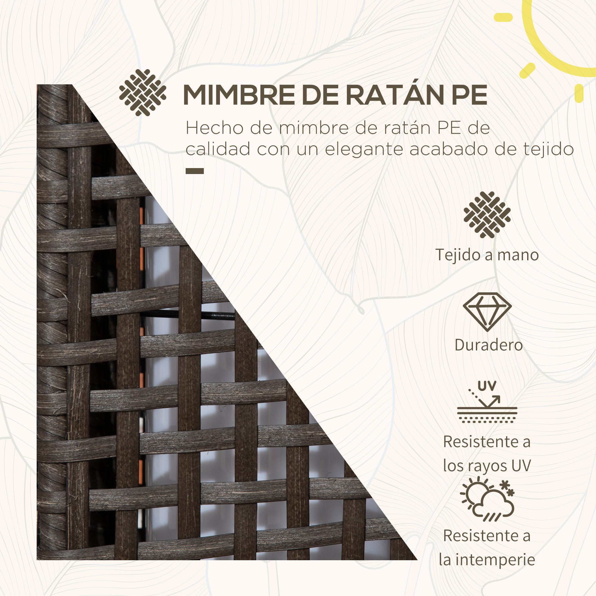 Outsunny Linterna de Jardín de Ratán Sintético Luces Solares Exterior con Luces LED Encendido/Apagado Automático para Terraza Balcón Patio 17x17x46 cm Gris