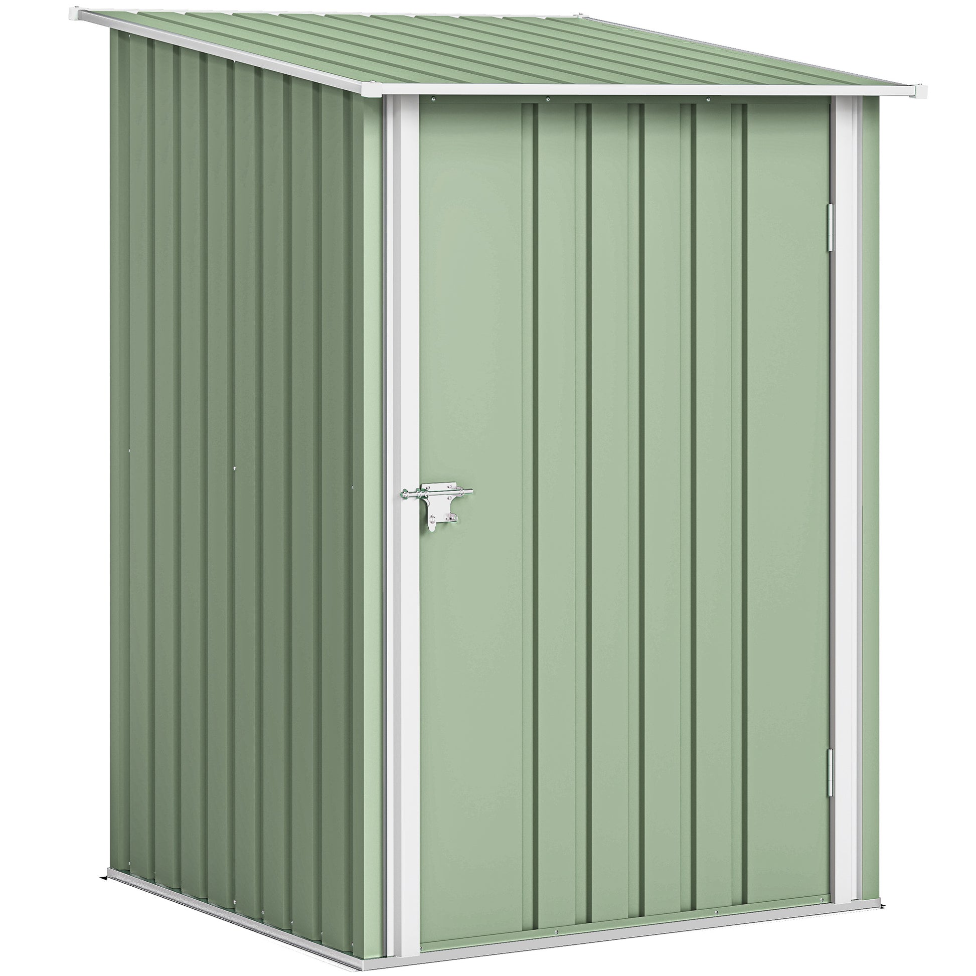 Outsunny Cobertizo de Jardín Exterior, 0,92 m², 100x103x160 cm, Caseta de Jardín Exterior Metálica con 1 Puerta y Cerradura, para Almacenamiento de Herramientas, para Patio, Terraza, Verde Claro
