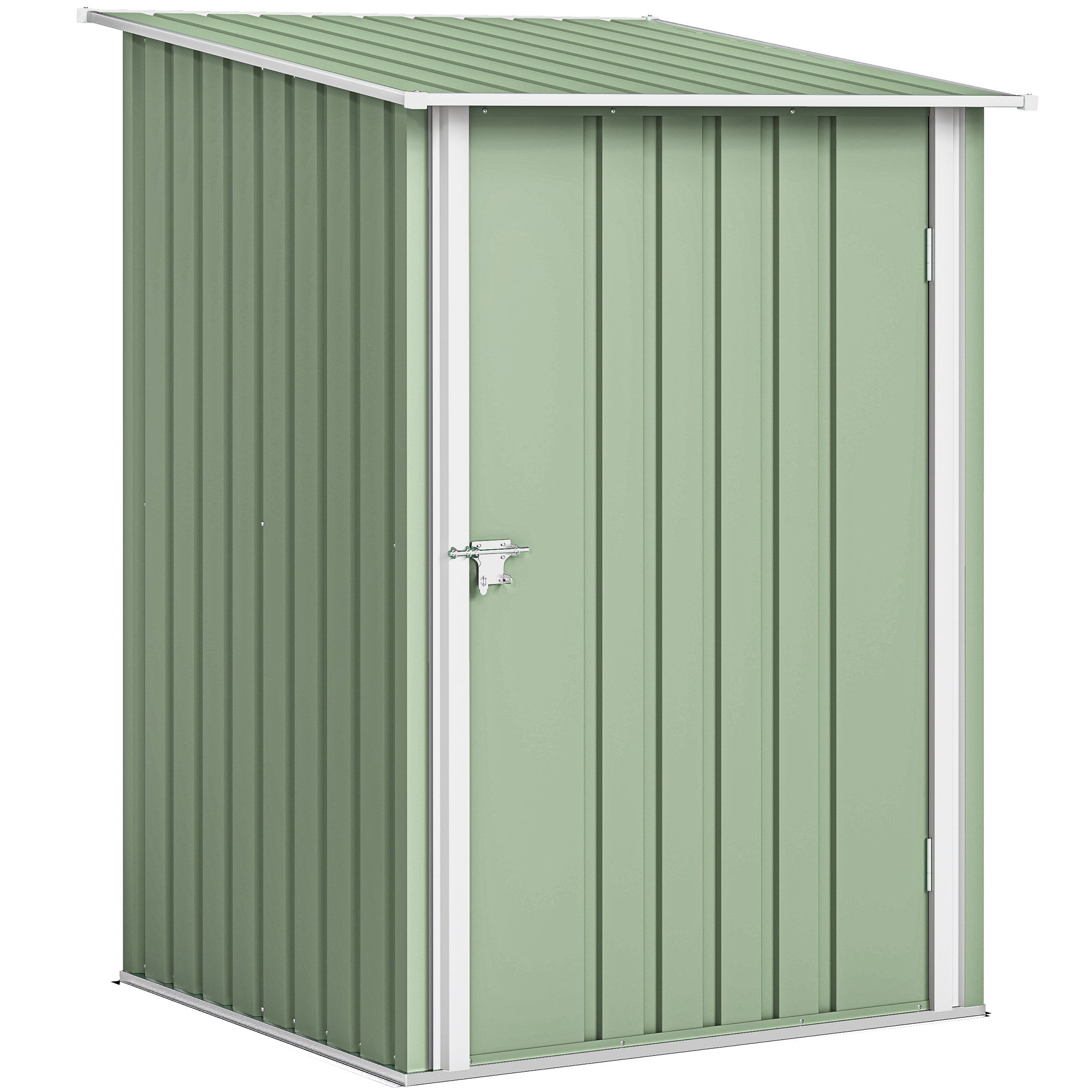 Outsunny Cobertizo de Jardín Exterior, 0,92 m², 100x103x160 cm, Caseta de Jardín Exterior Metálica con 1 Puerta y Cerradura, para Almacenamiento de Herramientas, para Patio, Terraza, Verde Claro