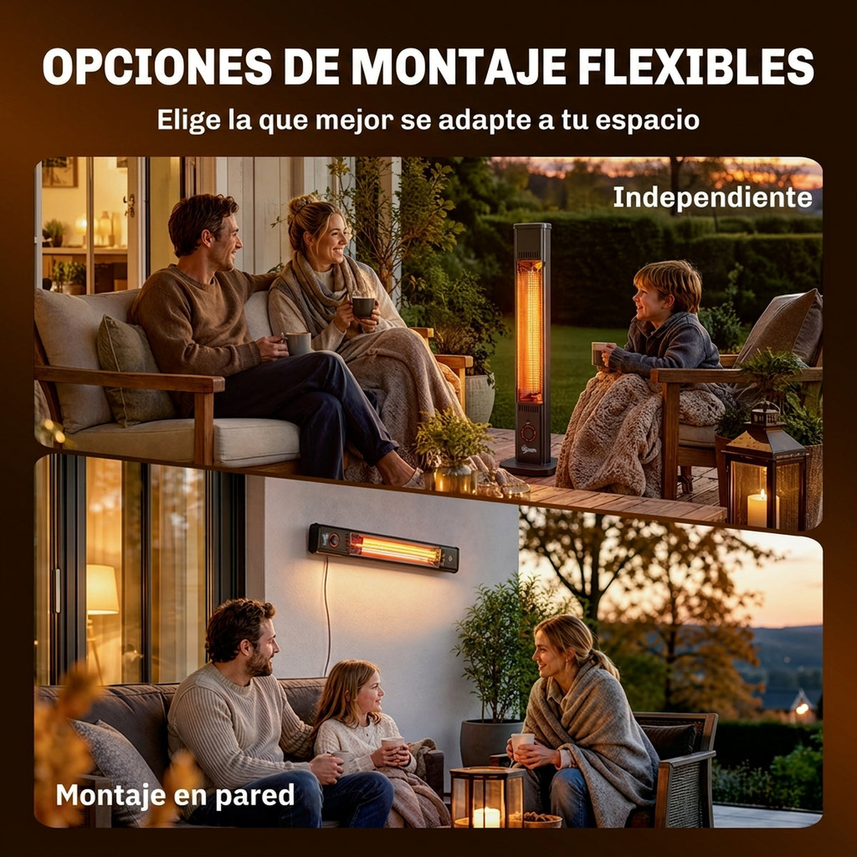Outsunny Calefactor por Infrarrojos Terraza 2000 W, Estufa Exterior Eléctrica de Pie o Pared con Control por Mando/Control Giratorio, IP65, 9 Niveles Calor, Temporizador 8 h, Apagado Inclinación Funda