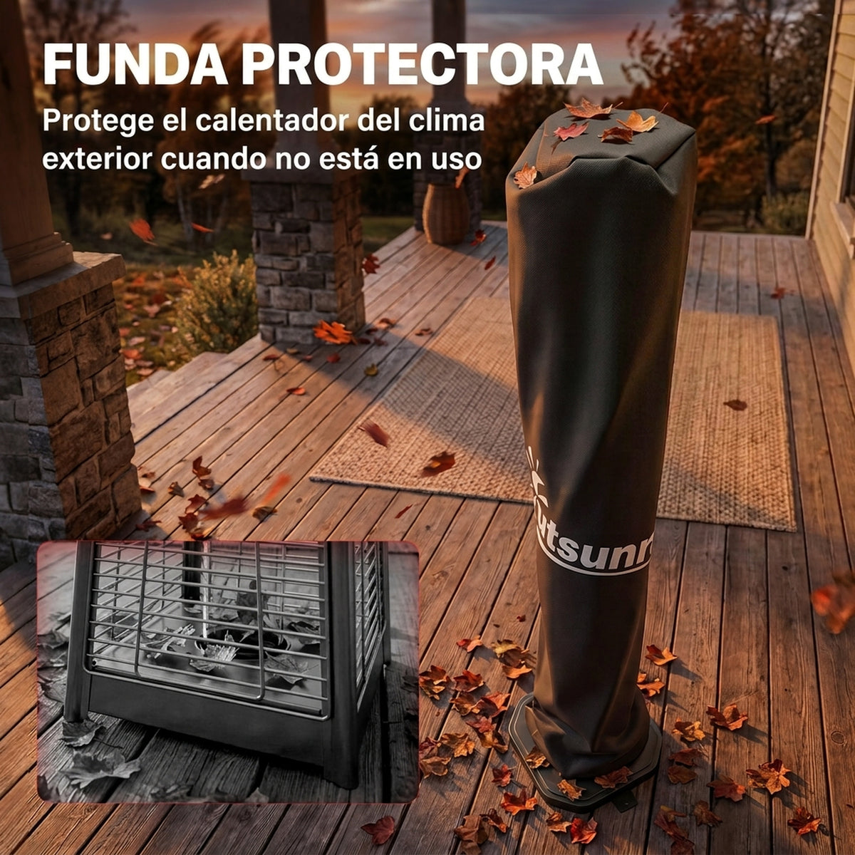 Outsunny Calefactor por Infrarrojos Terraza 2000 W, Estufa Exterior Eléctrica de Pie o Pared con Control por Mando/Control Giratorio, IP65, 9 Niveles Calor, Temporizador 8 h, Apagado Inclinación Funda