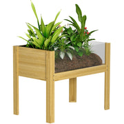 Outsunny Huerto Urbano de Madera Mesa de Cultivo con Paneles Acrílicos Jardinera Elevada para Cultivo Flores Vegetales en Jardín Terraza 75x46x60,5 cm Natural