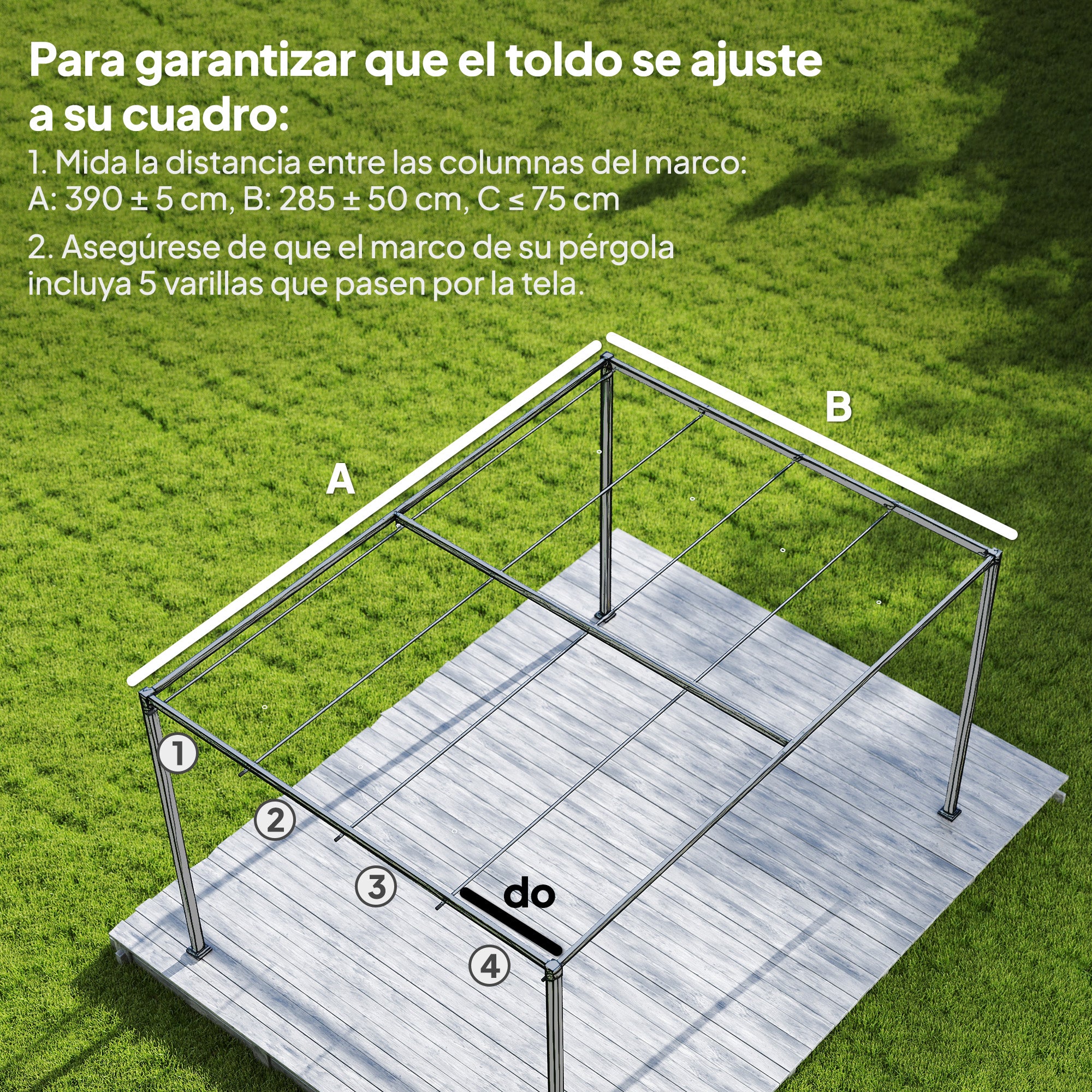 Outsunny Techo de Pérgola 4 x 3,5 m, Techo de Repuesto Retráctil para Marco de Pérgola de 4x3 m, UV30+, Toldo de Tela Solo para Cenador Jardín con 8 Orificios de Drenaje, Blanco Crema