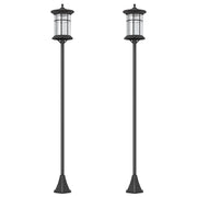Outsunny 2 Farolas Solares Exterior Luces Solares Exterior con Panel Solar Encendido Automático y Marco de Acero Inoxidable Impermeable IP44 para Terraza Patio 23,5x23,5x184 cm Negro