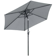 Outsunny Sombrilla Terraza Exterior Ø230 cm Sombrilla de Jardín con Ángulo Ajustable y Manivela Impermeable Parasol para Patio Terraza Gris