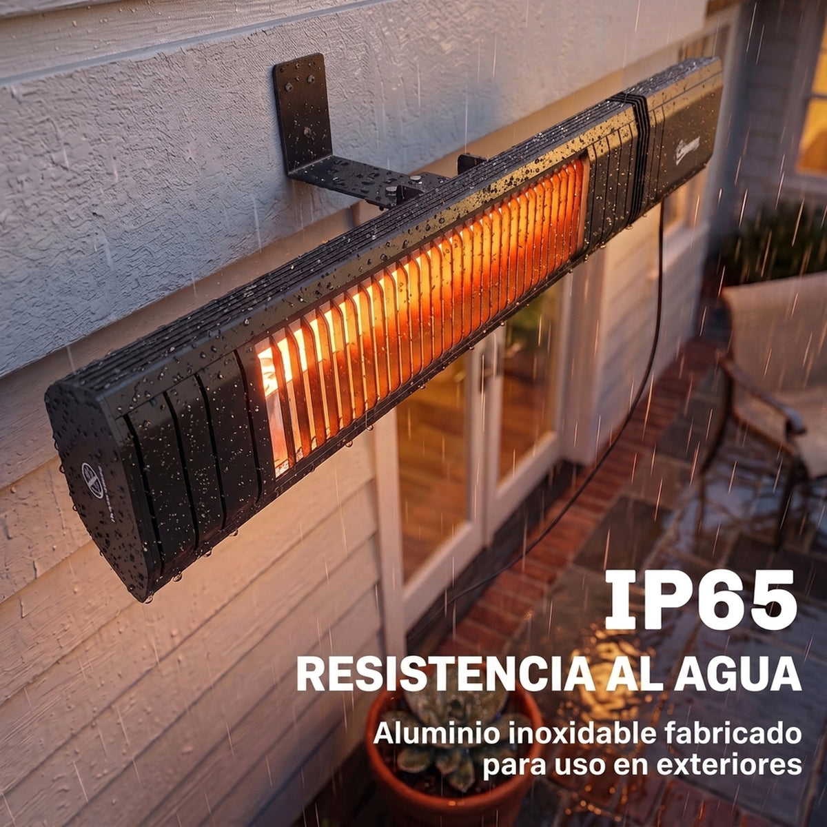 Outsunny Calefactor por Infrarrojos para Terraza 2000 W, Estufa Exterior Eléctrica Pared de Aluminio con IP65, Control por App/Táctil/Mando a Distancia, 9 Niveles de Calor, Temporizador 24 h y Funda