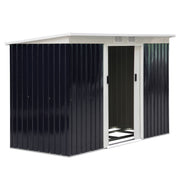 Outsunny Caseta de Jardín Exterior 3,2 m² 280x130x172 cm Cobertizo de Jardín Exterior con Puerta Corredera Techo Inclinado Base Refuerzo (Suelo NO Incluido) y 2 Ventanas Gris Oscuro