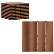 Outsunny Set de 11 Piezas Baldosas de Exterior 30x30 cm 1 m² Suelo de Jardín Exterior Antideslizantes y Resistentes al Clima de Fácil Instalación para Jardín Terraza Balcón Marrón