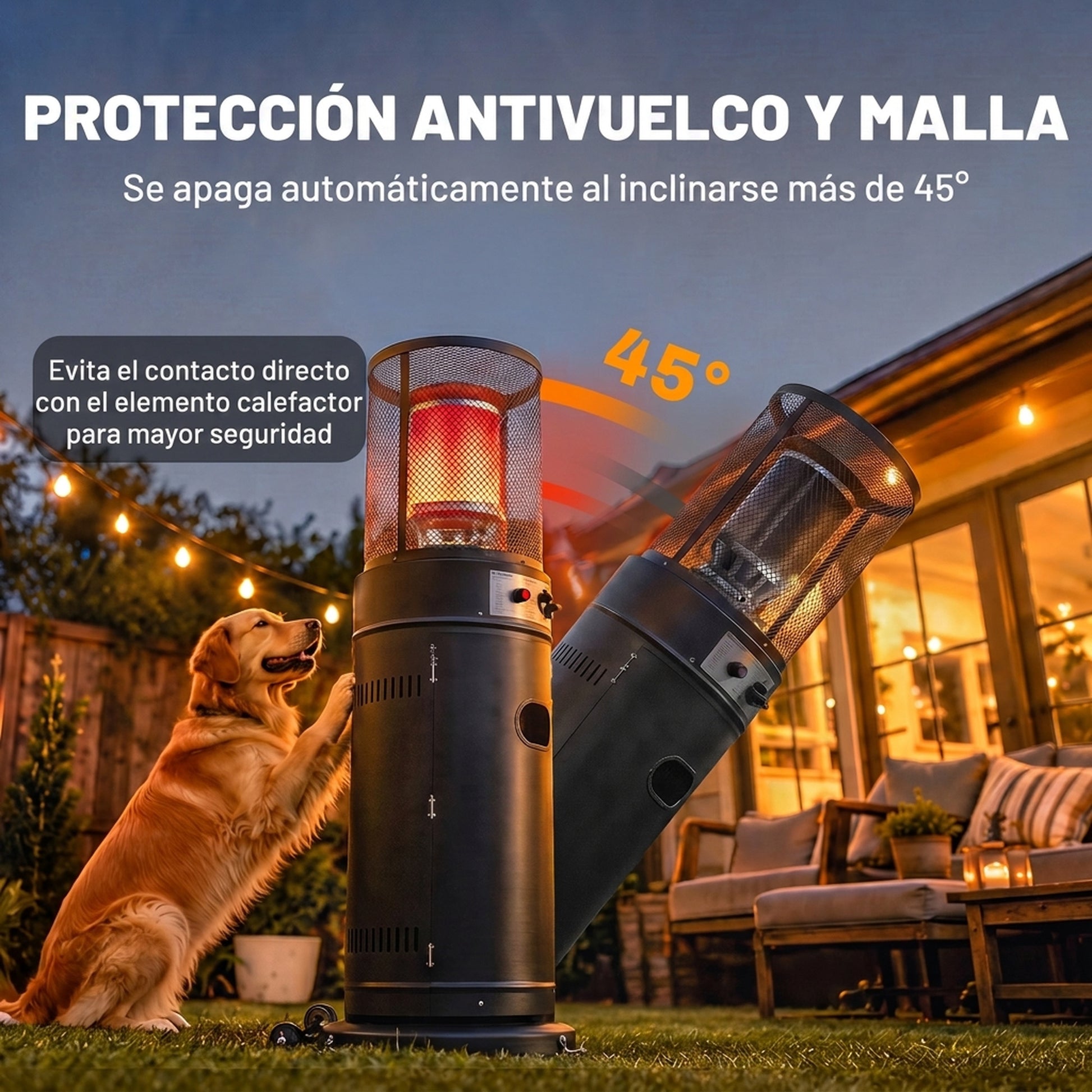 Outsunny Estufa de Gas Exterior, 11 kW, Calefactor de Gas para Terraza Portátil con Regulación Continua, Encendido por Impulsos, Rejilla Protectora, Antivuelco y Ruedas para Propano y GLP 30 m², Negro