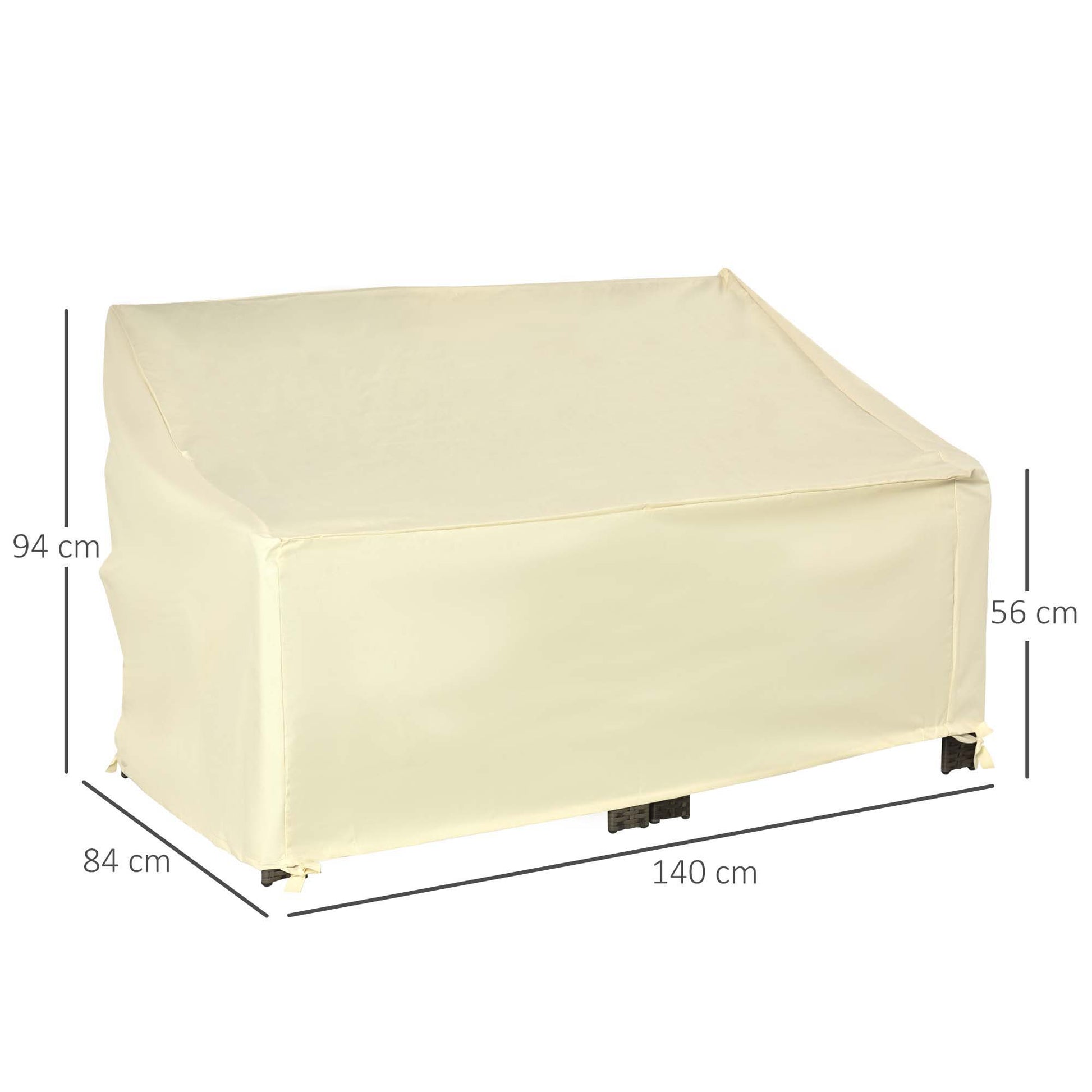 Outsunny Funda Protectora para Banco de 2 Plazas 140x84x56/94 cm Cubierta de Muebles Exterior Tela Oxford 600D con Recubrimiento Impermeable para Jardín Patio Terraza Crema