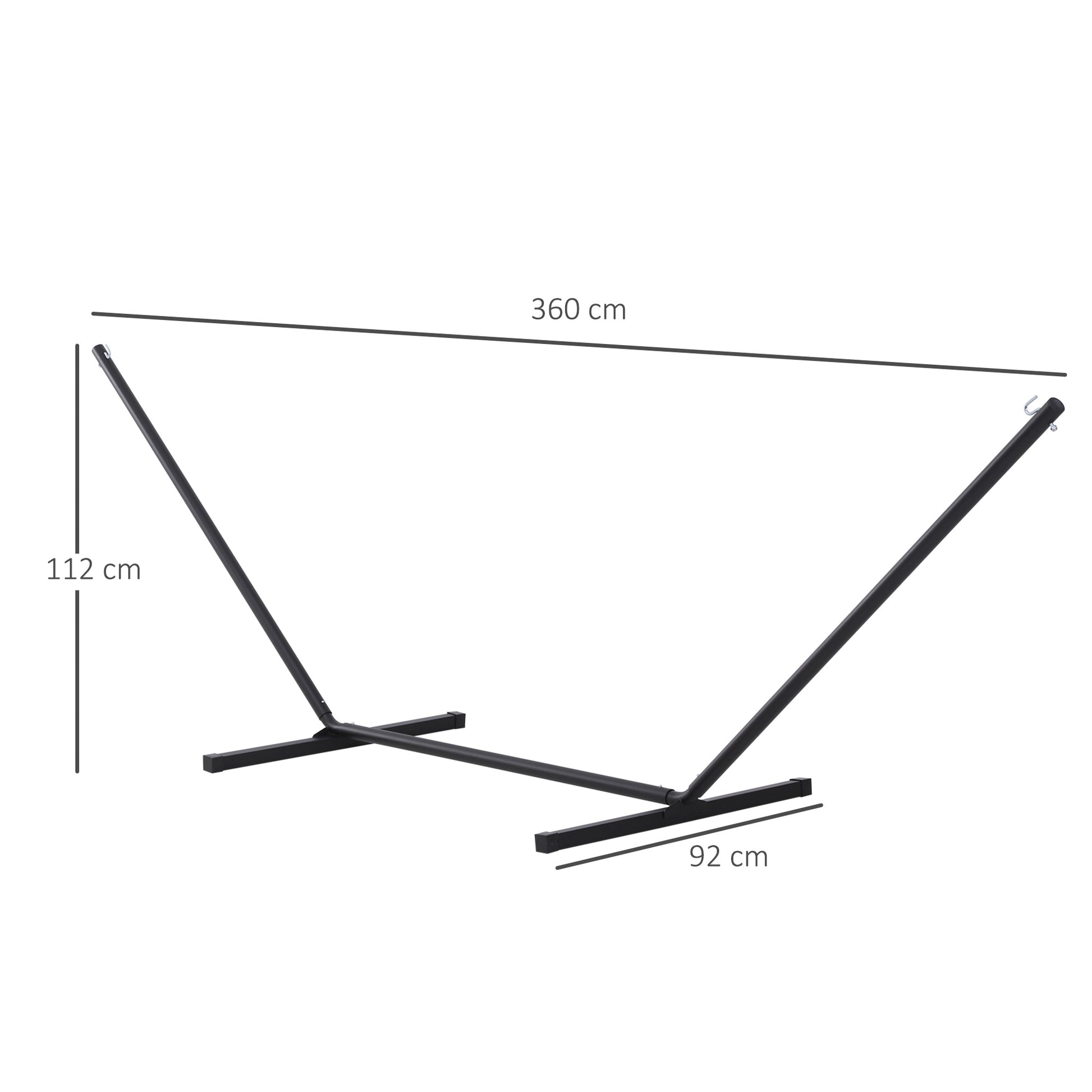 Outsunny Soporte para Hamaca de Metal Estructura para Hamaca Carga 120 kg para Jardín Terraza Patio 360x92x112 cm Negro