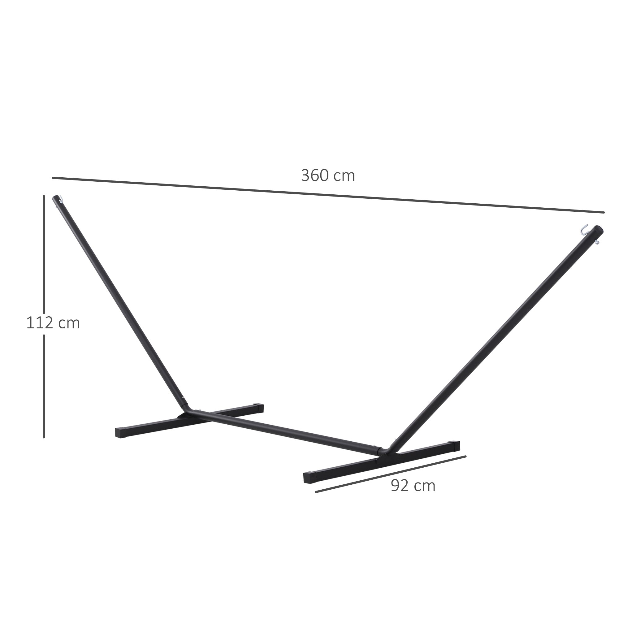 Outsunny Soporte para Hamaca de Metal Estructura para Hamaca Carga 120 kg para Jardín Terraza Patio 360x92x112 cm Negro