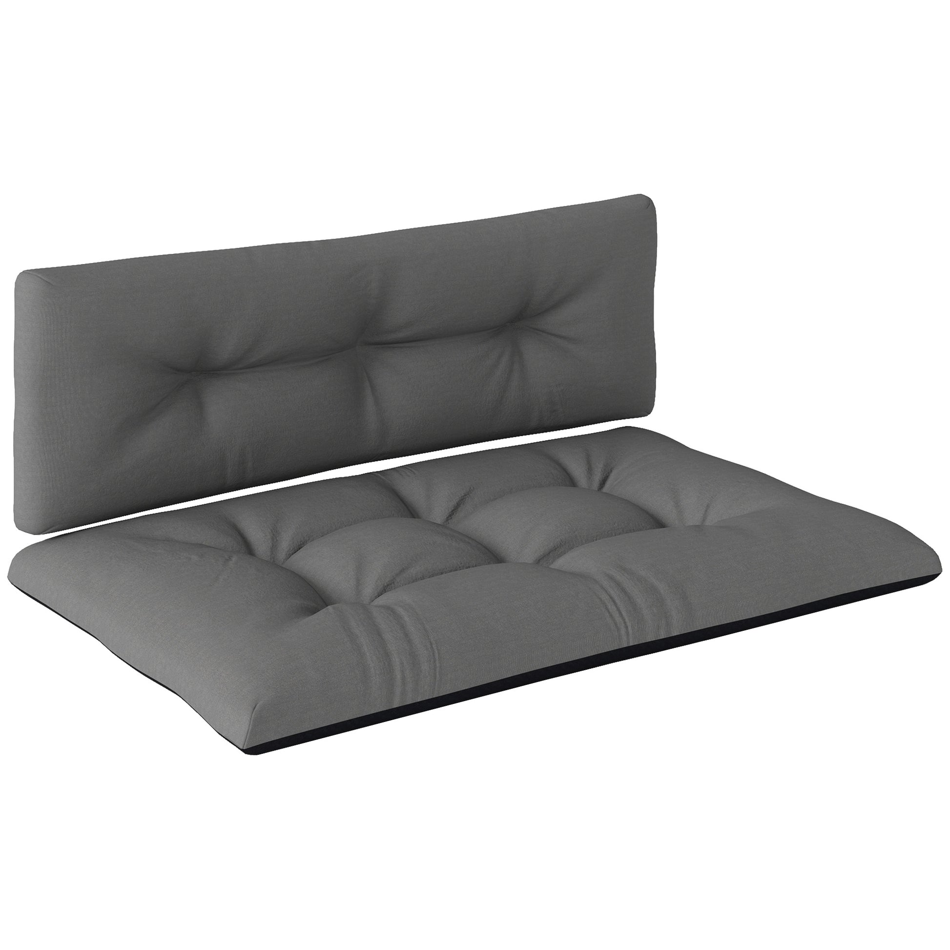 Outsunny Conjunto de 2 Cojines para Palets con Tela Resistente Impermeable Anti-UV Cojines Exterior para Jardín Terraza Interior Asiento 120x77 cm Respaldo 120x40 cm Gris Oscuro