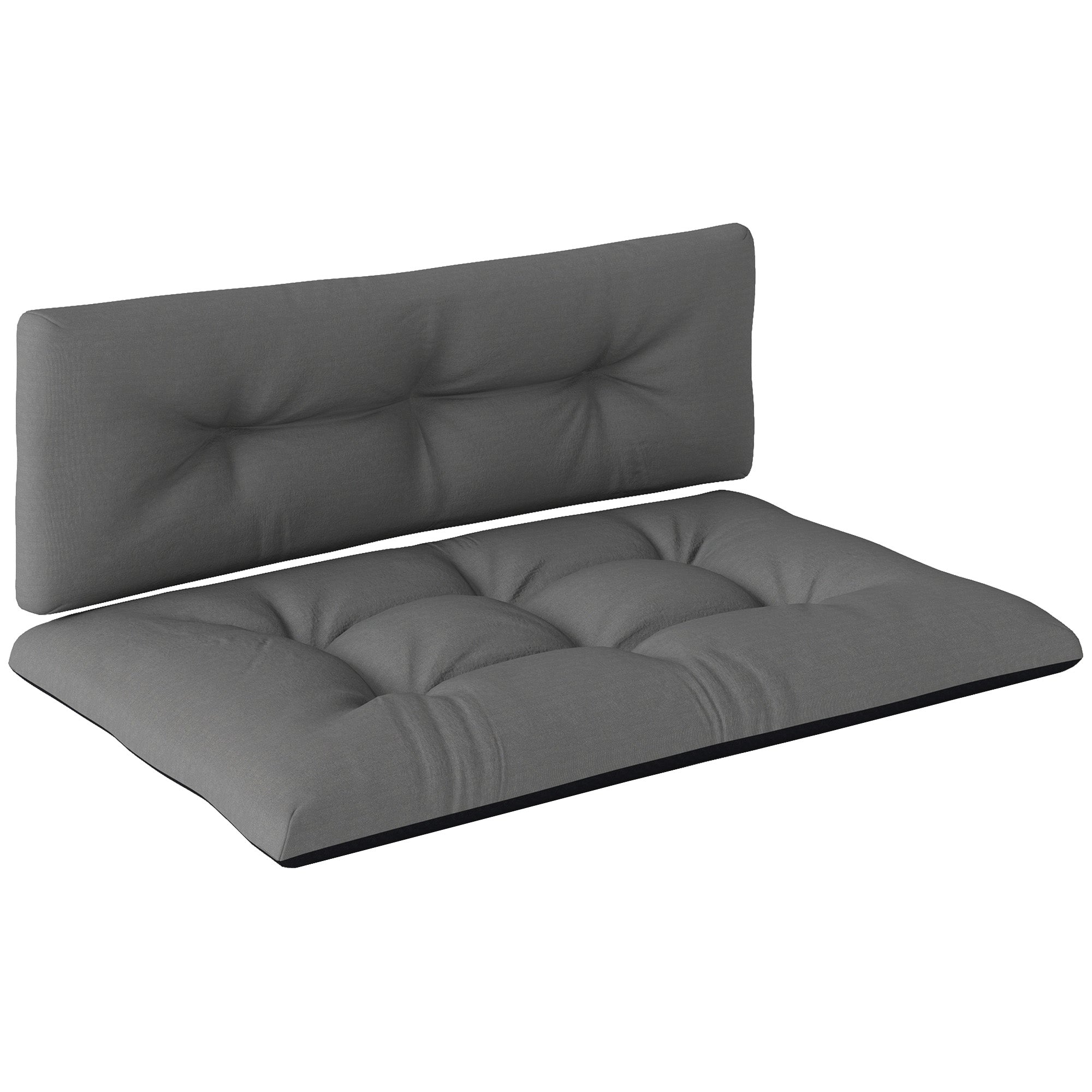 Outsunny Conjunto de 2 Cojines para Palets con Tela Resistente Impermeable Anti-UV Cojines Exterior para Jardín Terraza Interior Asiento 120x77 cm Respaldo 120x40 cm Gris Oscuro