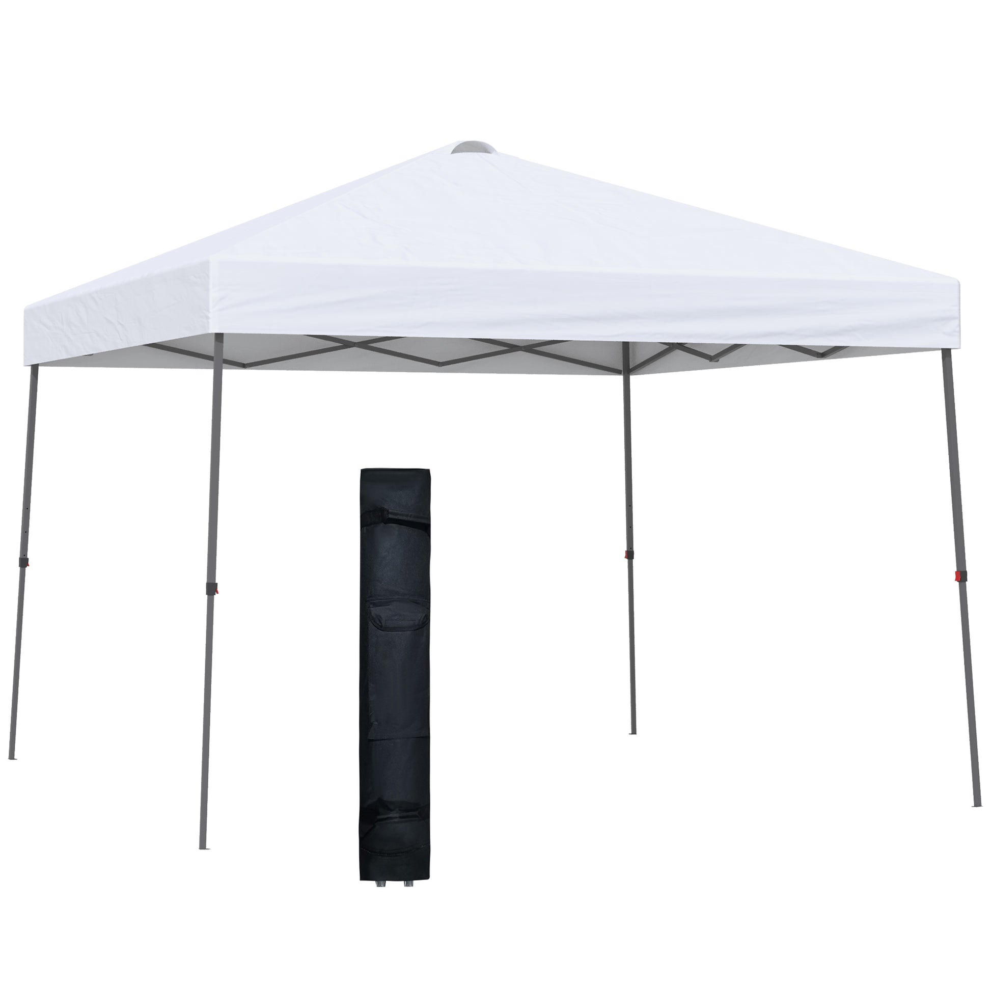 Outsunny Cenador Plegable 3x3m Carpa de Jardín con Bolsa de Transporte con Ruedas Impermeable y Marco de Acero Gazebo para Exterior Fiestas Camping Blanco