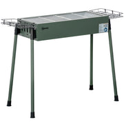 Outsunny Barbacoa de Carbón Barbacoa Portátil 94x39x70 cm con 2 Parrillas de Acero Inoxidable y 2 Especieros para Acampar Picnic Camping Jardín Verde Oliva