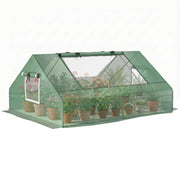 Outsunny Invernadero de Exterior, 180x140x80 cm, Invernadero Pequeño con 4 Ventanas Enrollables de Malla, Marco de Acero y Cubierta PE 140g/㎡ Anti-UV para Jardin, Cultivos, Plantas, Verde