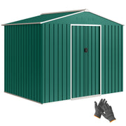 Outsunny Caseta de Jardín Exterior 3,6 m², 236x171x191 cm, Cobertizo de Jardín Exterior Metálico con Puertas Correderas y Ranuras de Ventilación, para Almacenamiento de Herramientas, Verde