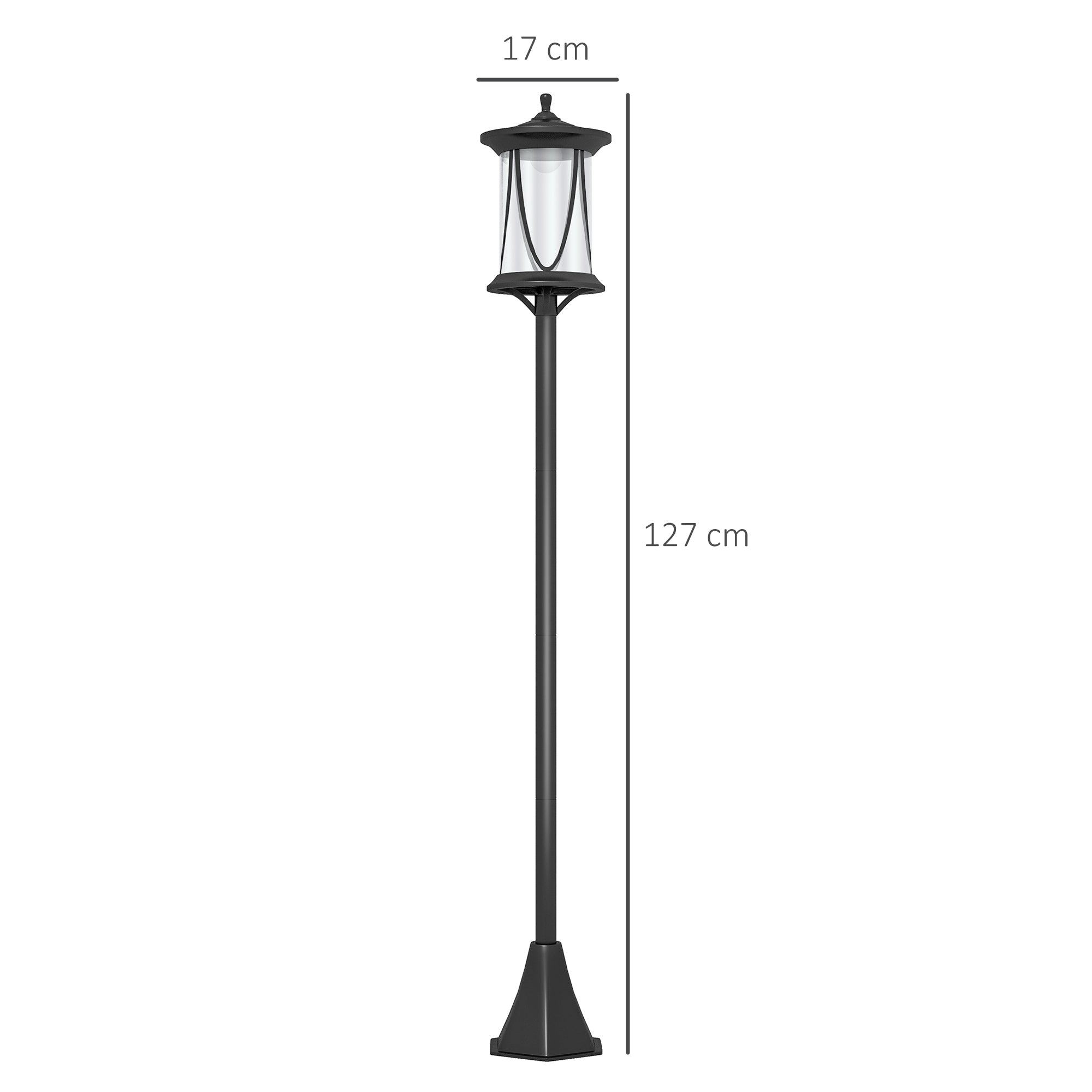 Outsunny Pack de 2 Farolas Solares Luces Solares de Exterior con Panel Solar Encendido y Apagado Automático IP44 para Terraza Patio 17x17x127 cm Negro