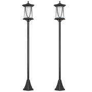 Outsunny Pack de 2 Farolas Solares Luces Solares de Exterior con Panel Solar Encendido y Apagado Automático IP44 para Terraza Patio 17x17x127 cm Negro