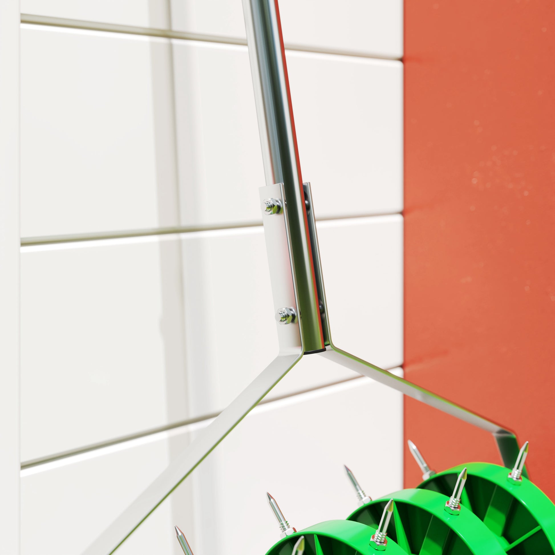 Outsunny Rodillo Aireador de Césped, Aireador de Césped Manual con Clavos y Mango Desmontable de 100 cm en Tres Piezas y Púas para Aflojar el Suelo, para Jardín, Patio, 45 cm Ancho
