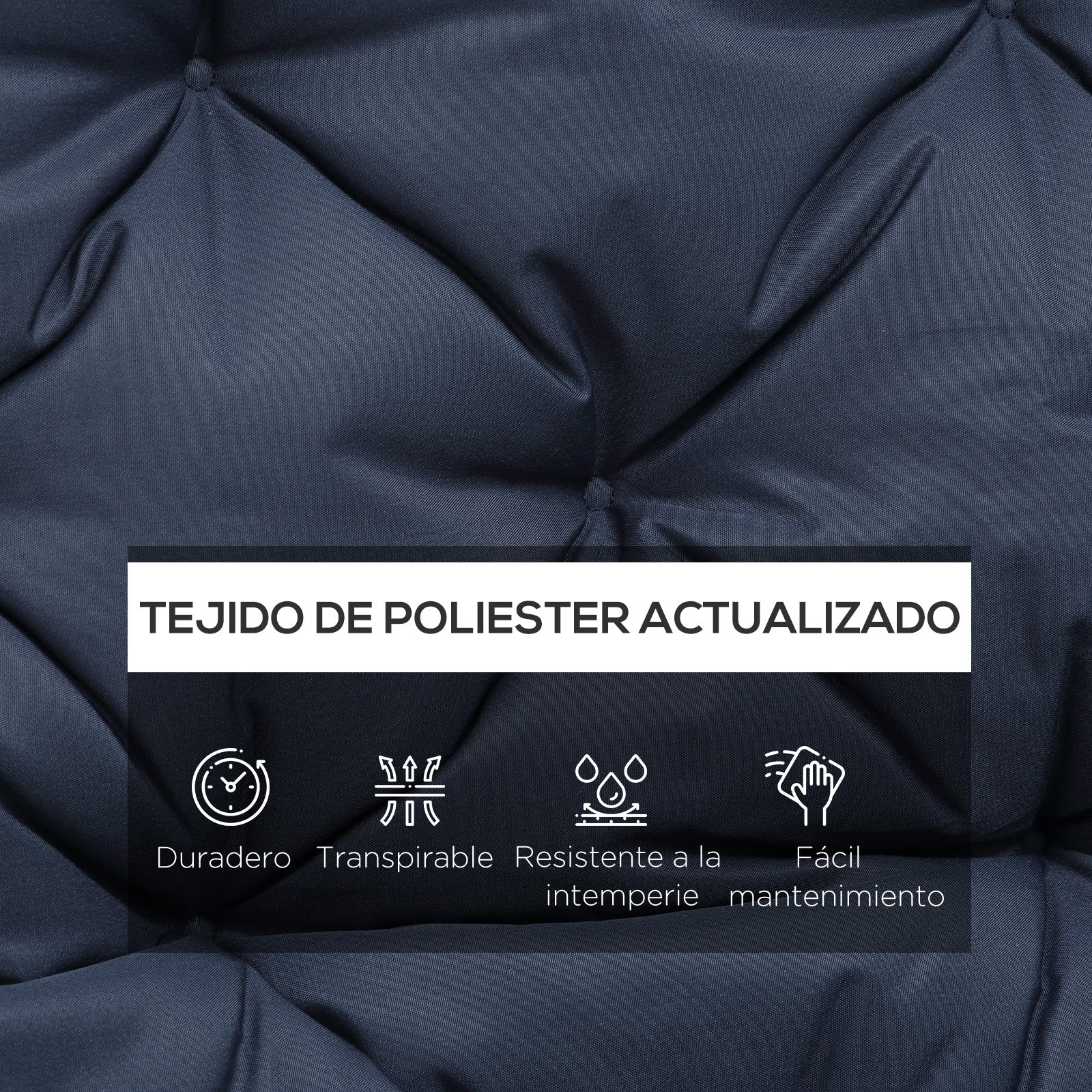 Outsunny Cojín para Banco con Respaldo 150x98x8 cm Colchón de Banco de 3 Plazas con 6 Cordones de Fijación para Jardín Terraza Balcón Exterior Azul