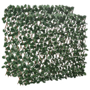 Outsunny Valla de Enrejado Expandible de 2 Piezas con Hojas Artificial 295x70 cm Celosía Extendible de Mimbre Pantalla de Privacidad para Jardín Verde