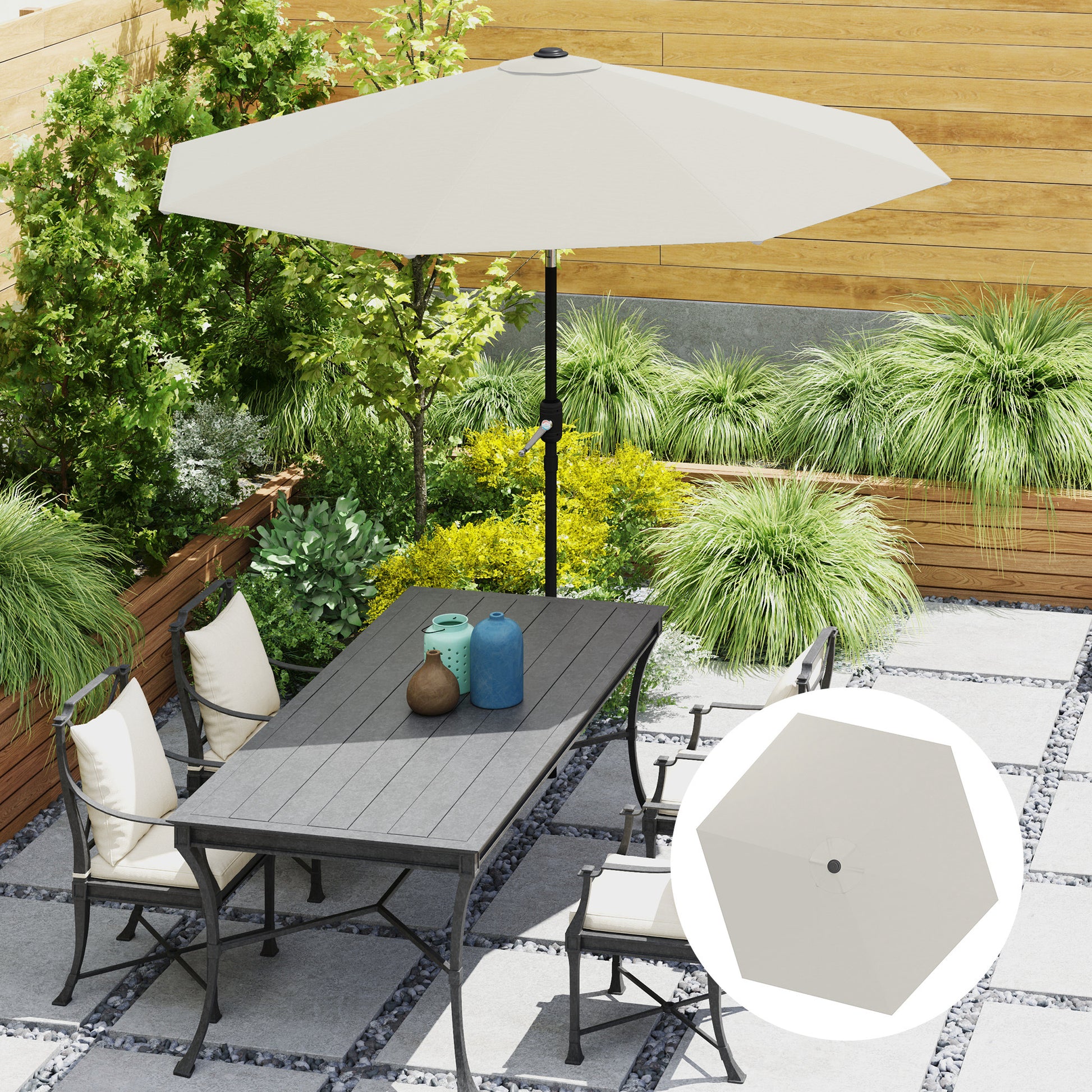 Outsunny Toldo de Recambio de Sombrilla de 3 m Toldo de Repuesto para Sombrilla de Patio con Ventilación Superior Protección UV 30+ Cubierta de Repuesto para Parasol de Poliéster para Exteriores Crema